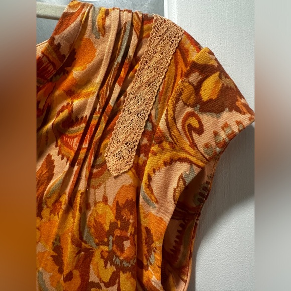 NWT Daniel Rainn Burnt Orange Paisley Button Down Top - Picture 4 of 6